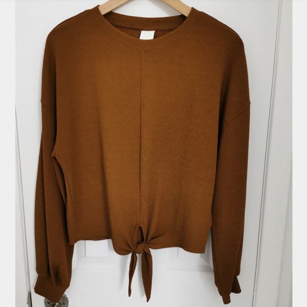 H&M Long sleeve front tie shirt